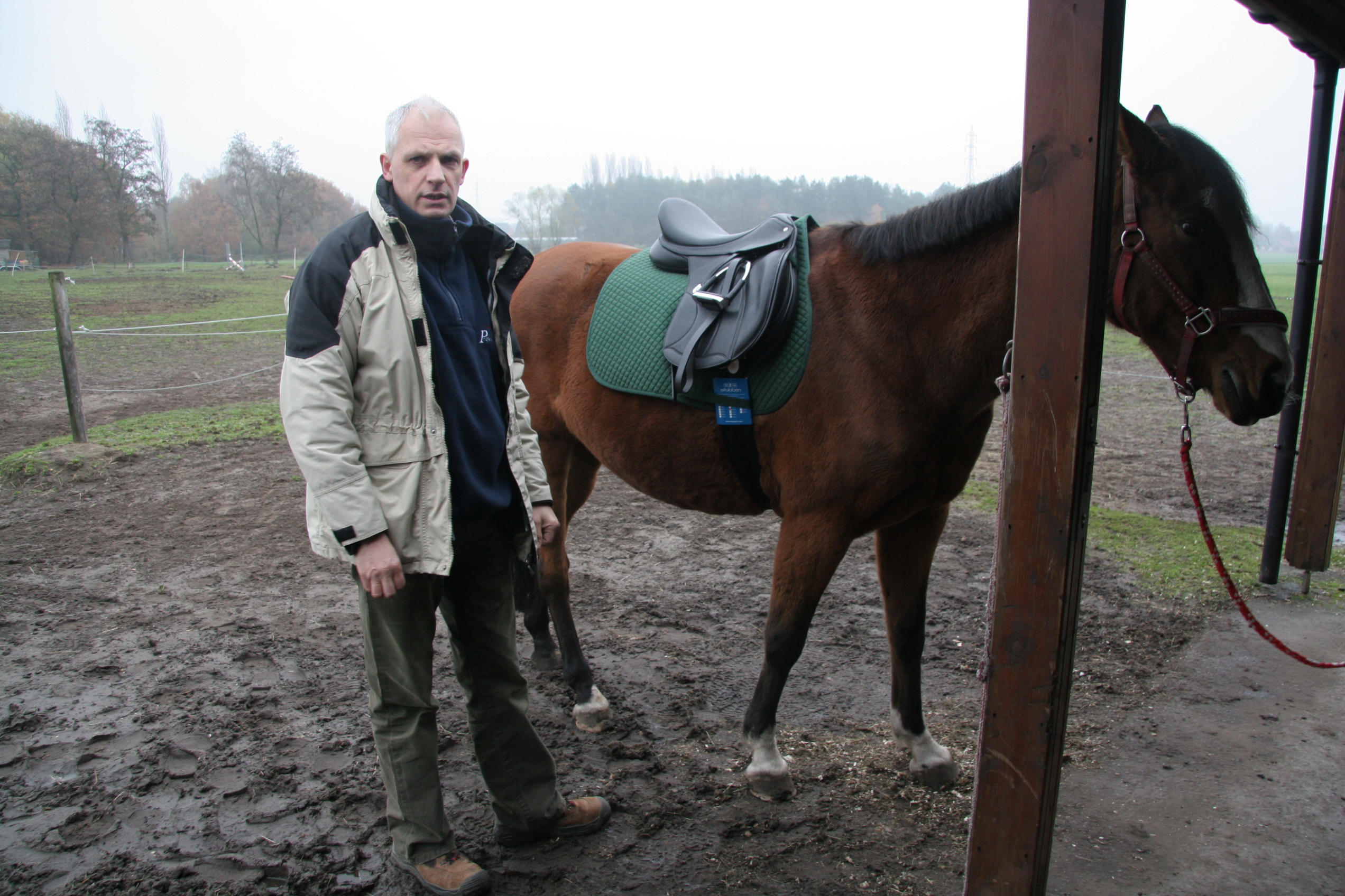 Zadelpasser Jean-Paul Naast Gezadeld Paard